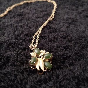 Floral designer green jade flowering Pendant and chain